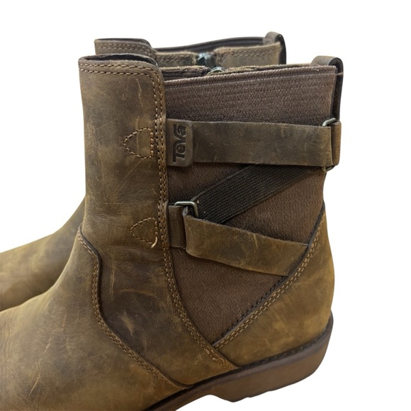 Teva Ellery Ankle Waterproof Boots Distressed Brown Leather Women’s Size 6 - Picture 2 of 7